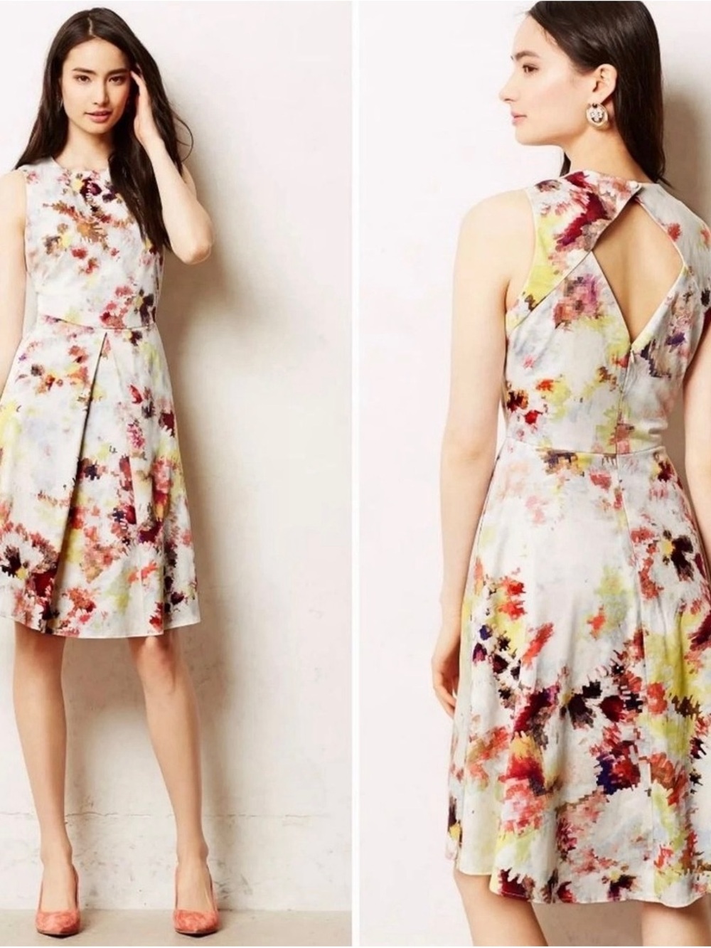 HUNTER BELL Kukka Watercolor Floral Tea Dress Size 8